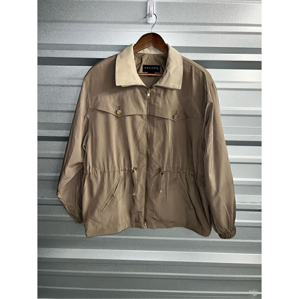Tan Gallery Sport Gold Button Blouson Jacket Size L